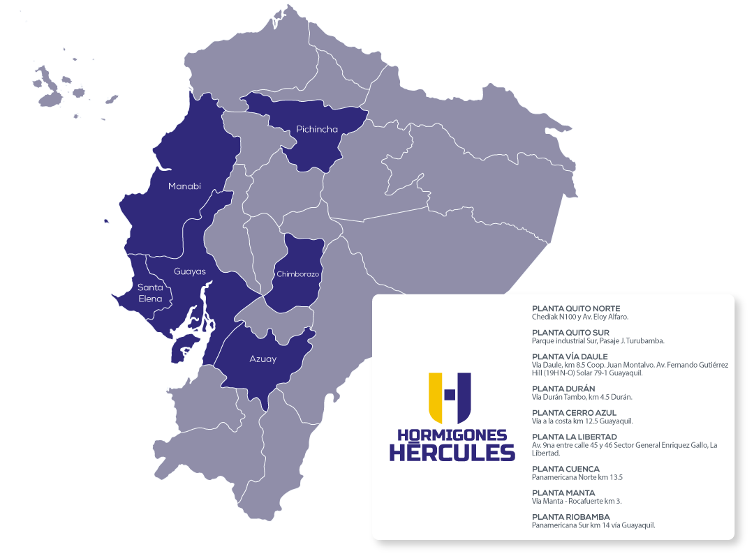 Hormigones Hercules Pichincha, Manabi, Santa Elena, Guayas, Chimborazo, Azuay